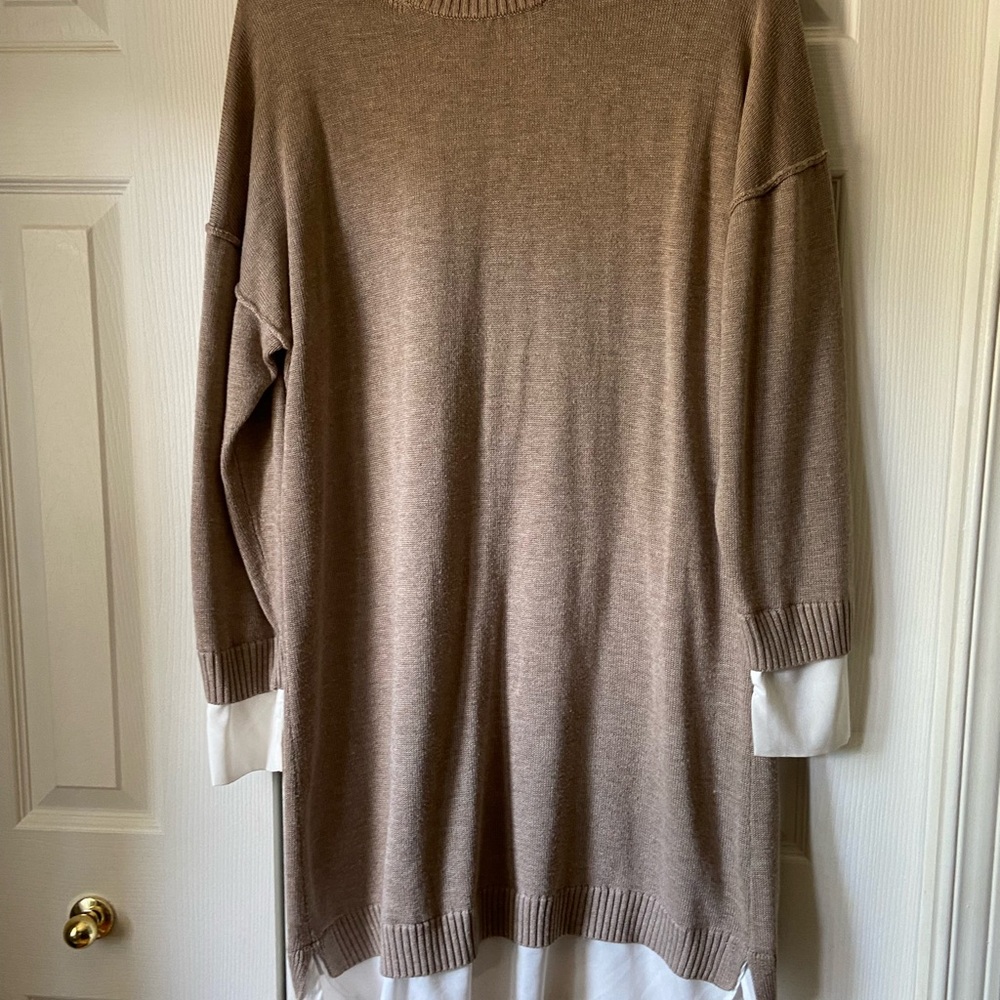 Calvin Klein Brown Sweater with White Accents